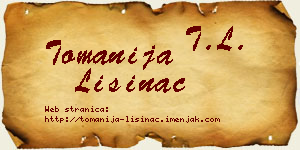 Tomanija Lisinac vizit kartica